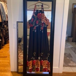 halter neck vintage floral print maxi size L